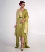 Olive green modal satin kaftaan
