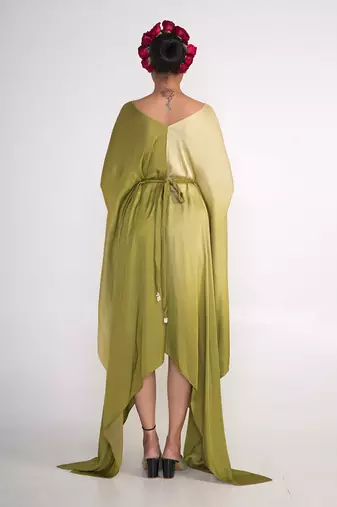 Olive green modal satin kaftaan