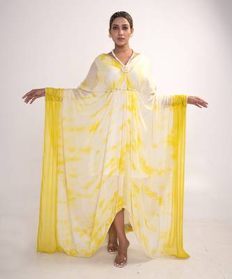Yellow and white chiffon kaftaan 1