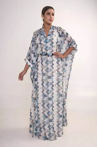 Multicolour georgette kaftaan