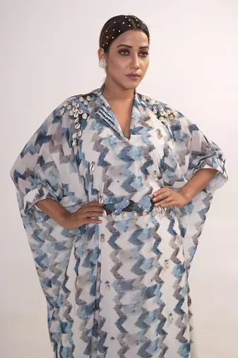 Multicolour georgette kaftaan
