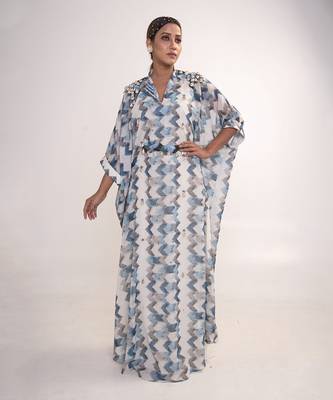Multicolour georgette kaftaan 6