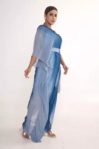 Indigo blue georgette kaftaan