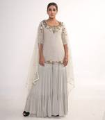 Powder blue chiffon sharara set