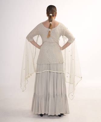 Powder blue chiffon sharara set 3