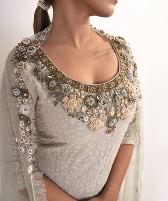 Powder blue chiffon sharara set 5