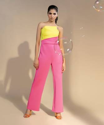 Yellow & pink iris jumpsuit 1