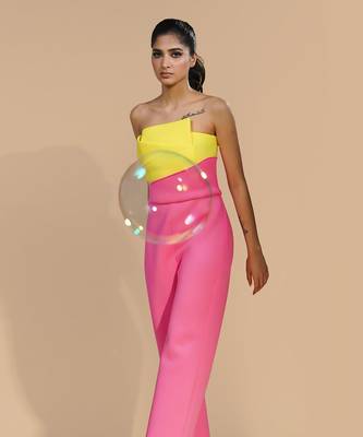 Yellow & pink iris jumpsuit 4
