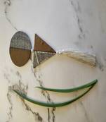 SHADES Brown Geometrical pattern brooch/buttun with tassels