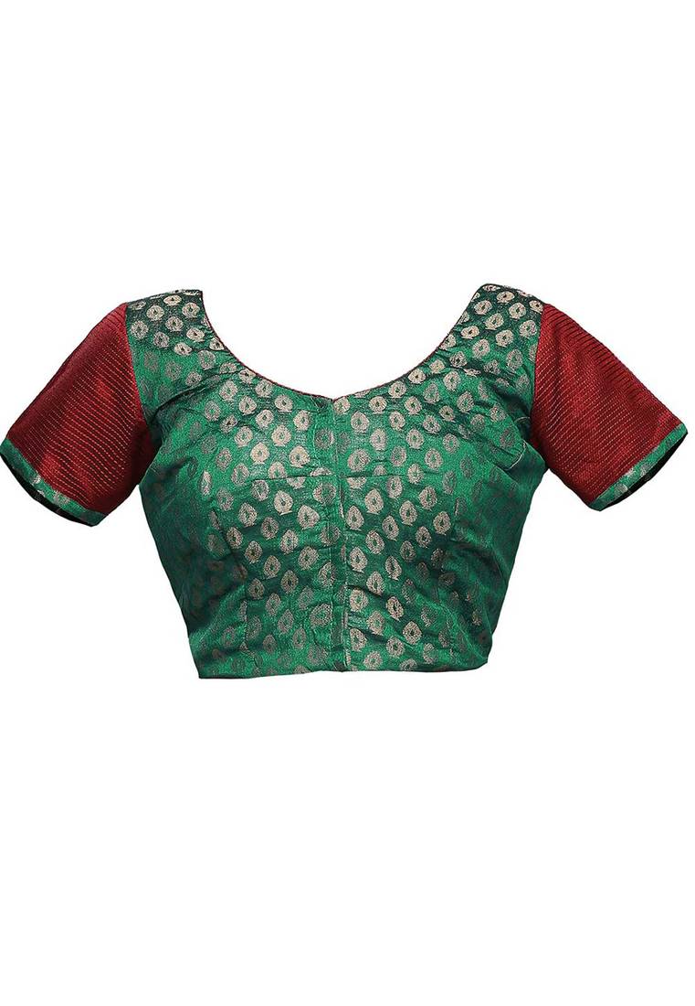 Green & red Color U Neck style Half Sleeve design Blouse