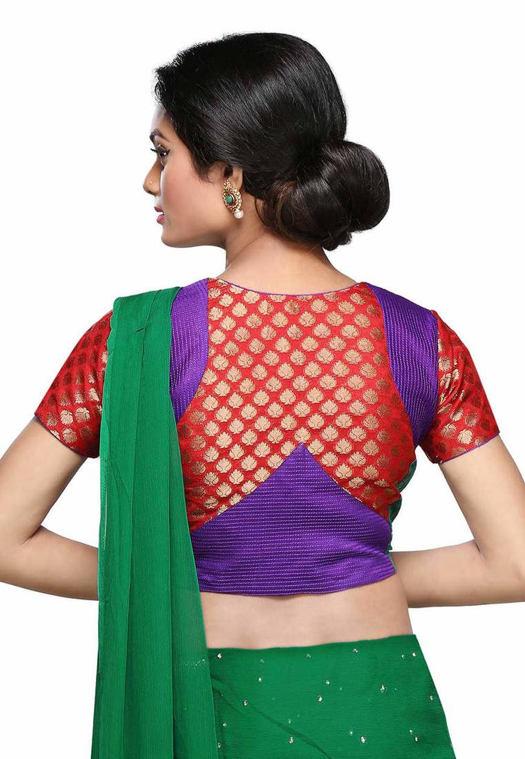 Red & green color Air hostess collor styler  half sleeve Design Blouse