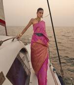Pink Color Satin Pastel Handloom Weaving Saree