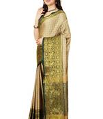 Beige soft cotton silk saree