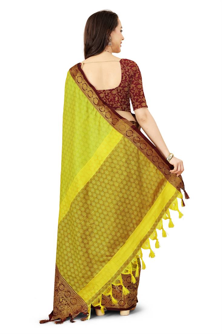 Olive soft cotton silk saree