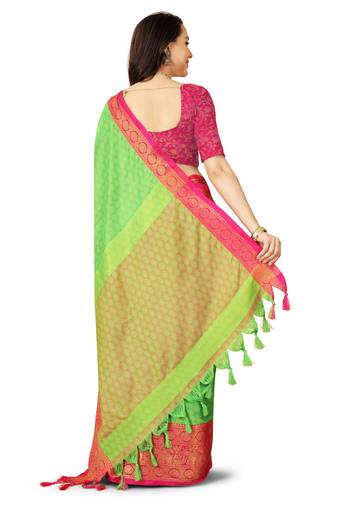 Green soft cotton silk saree