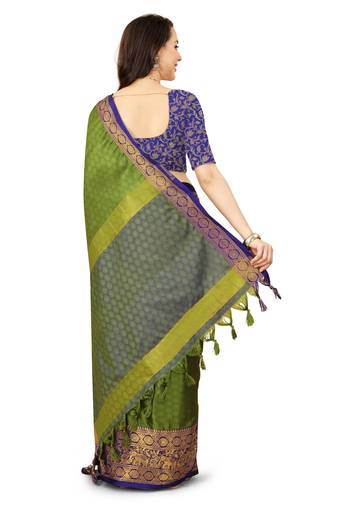 Green soft cotton silk saree