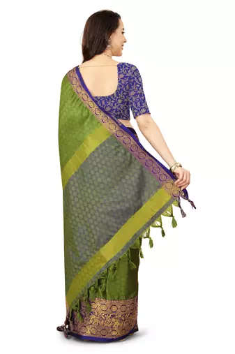 Green soft cotton silk saree
