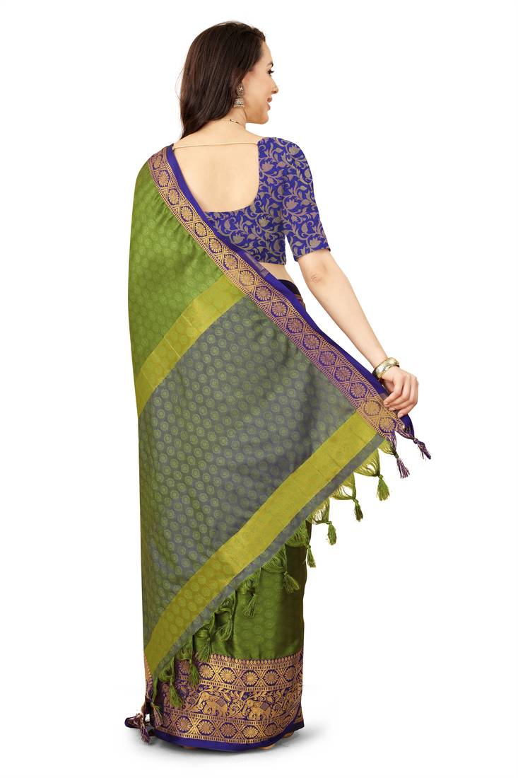 Green soft cotton silk saree