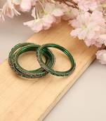 Zaffrecollections trendy green glass bangles for women and girls pack of 4