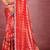 Red satin silk georgette heavy embroidered saree with stitched blouse