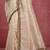 Beige Patterned Organza Stripe Sequence Work Saree With Stitched Blouse