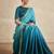 Ocean blue satin silk heavy embroidered saree with unstitched blouse piece