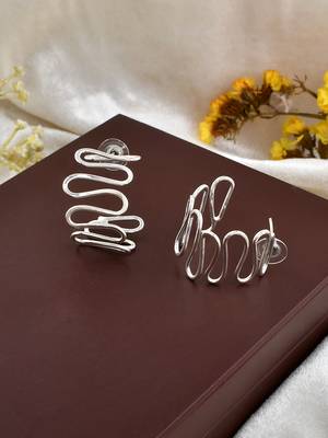 Designer silver plated half hoop earrings 1