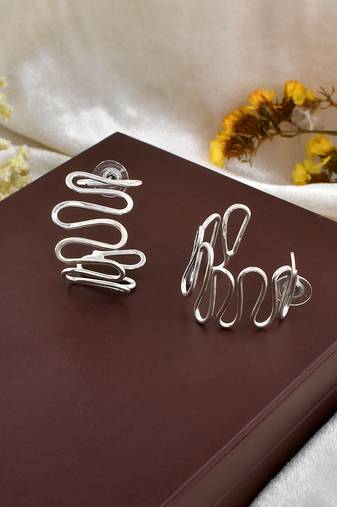 Designer silver plated half hoop earrings
