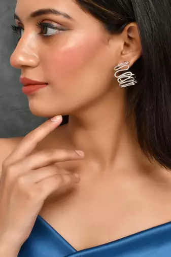 Designer silver plated half hoop earrings
