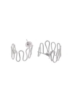 Designer silver plated half hoop earrings 4