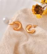 Gold plated hammered small tiny half hoop earrings