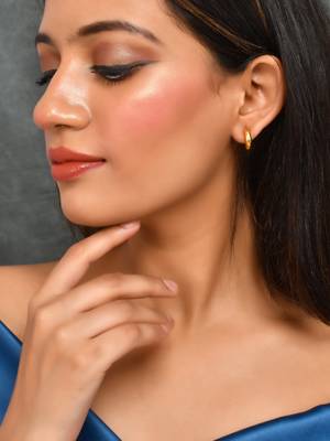 Gold plated hammered small tiny half hoop earrings 2