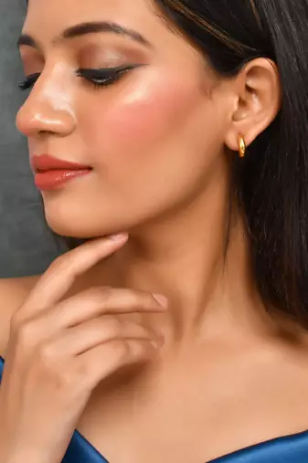 Gold plated hammered small tiny half hoop earrings