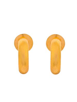 Gold plated hammered small tiny half hoop earrings 3