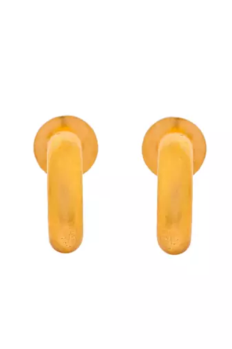 Gold plated hammered small tiny half hoop earrings