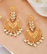 Gold plated kundan chandbali heavy earrings
