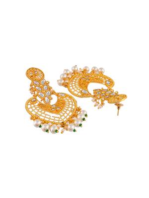 Gold plated kundan chandbali heavy earrings 4