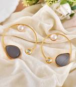 Gold plated circular drop earrings for women
