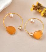 Gold circular yellow hoop earrings