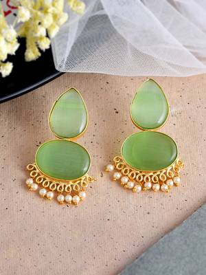 Green stone chandbali earrings 1