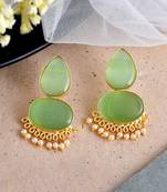 Green stone chandbali earrings