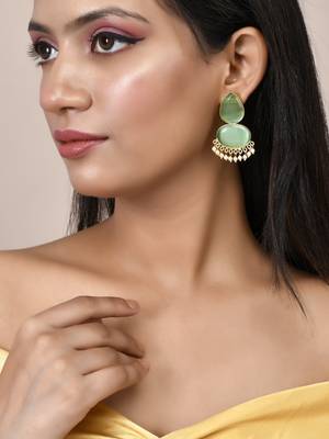 Green stone chandbali earrings 2