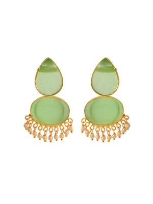 Green stone chandbali earrings 3