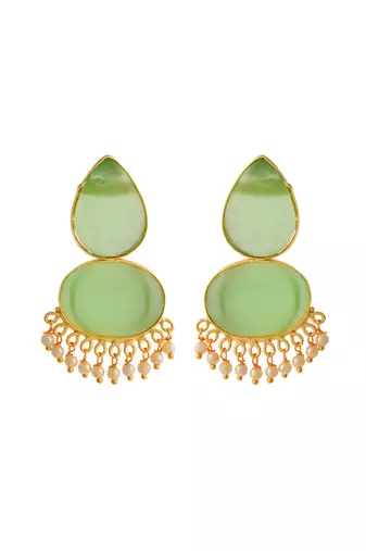Green stone chandbali earrings