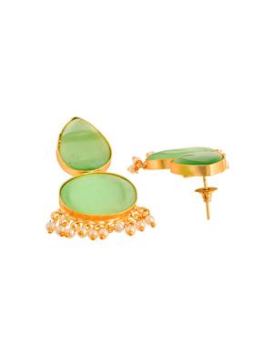 Green stone chandbali earrings 4