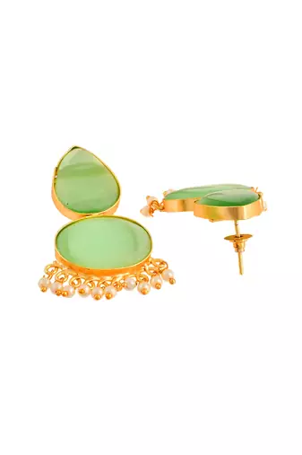 Green stone chandbali earrings