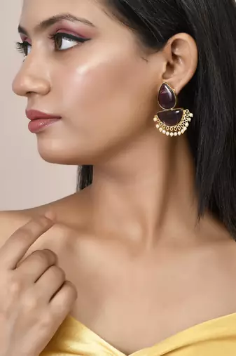 Traditional pearl chandbali earrings