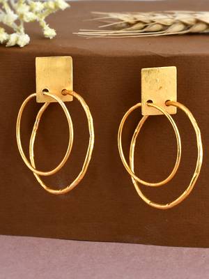 Gold plated circular western hoop earrings 1