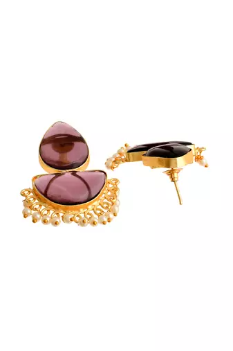 Traditional pearl chandbali earrings