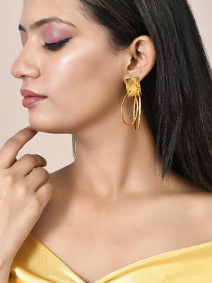 Gold plated circular western hoop earrings 2